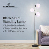 Sarantino 3-Light Black Metal Floor Lamp - Extra Image
