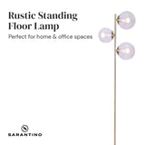 Sarantino 3-Light Gold Metal Floor Lamp with Glass Shades - Rear View