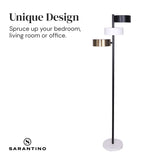 Sarantino Metal Floor Lamp with 3 Swirl Shades - Front View
