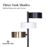 Sarantino Metal Floor Lamp with 3 Swirl Shades - Side View