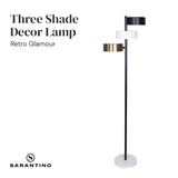 Sarantino Metal Floor Lamp with 3 Swirl Shades - 45-Degree Angle