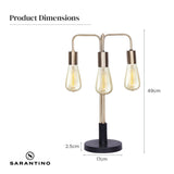 Sarantino Exposed Bulb Industrial Table Lamp - 45-Degree Angle