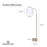 Sarantino Metal Floor Lamp Brass Finish Adjustable Height - 45-Degree Angle