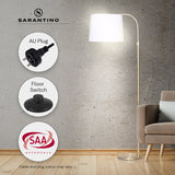 Sarantino Metal Floor Lamp Brass Finish Adjustable Height - Close-Up Angle
