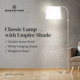 Sarantino Metal Floor Lamp Brass Finish Adjustable Height - Low Angle