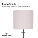 Sarantino Concrete & Metal Table Lamp with Ghost-White Linen Drum Shade - Side View