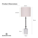 Sarantino Concrete & Metal Table Lamp with Ghost-White Linen Drum Shade - Low Angle
