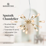 Sarantino 15-Light Sputnik Chandelier in Brass Finish - Front View