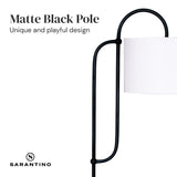 Sarantino Metal Floor Lamp with Marble Base & Ghost-White Shade - Front View