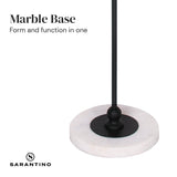 Sarantino Metal Floor Lamp with Marble Base & Ghost-White Shade - Side View