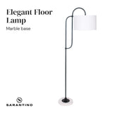 Sarantino Metal Floor Lamp with Marble Base & Ghost-White Shade - Top-Down View