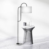 Sarantino Metal Floor Lamp with Marble Base & Ghost-White Shade - Rear View