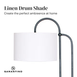 Sarantino Metal Floor Lamp with Marble Base & Ghost-White Shade - Extra Image