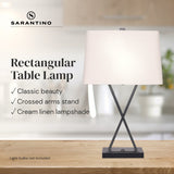 Sarantino Metal Table Lamp Pair Rectangular Shade X Stand - Front View