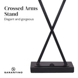 Sarantino Metal Table Lamp Pair Rectangular Shade X Stand - Close-Up Angle
