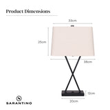 Sarantino Metal Table Lamp Pair Rectangular Shade X Stand - Extra Image