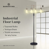 Sarantino Modern Exposed Bulb 4-Arm Industrial Light Floor Lamp - Extra Image