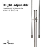 Sarantino Brushed Nickel Height-Adjustable Metal Floor Lamp - Close-Up Angle