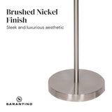 Sarantino Brushed Nickel Height-Adjustable Metal Floor Lamp - Low Angle