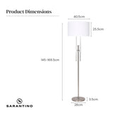 Sarantino Brushed Nickel Height-Adjustable Metal Floor Lamp - Extra Image