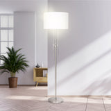 Sarantino Brushed Nickel Height-Adjustable Metal Floor Lamp - Extra Image