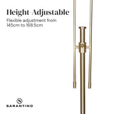 Sarantino Brushed Gold Height-Adjustable Metal Floor Lamp - Close-Up Angle