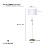 Sarantino Brushed Gold Height-Adjustable Metal Floor Lamp - Extra Image