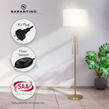 Sarantino Brushed Gold Height-Adjustable Metal Floor Lamp - Extra Image