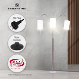 Sarantino 3-Light Metal Arc Floor Lamp - Nickel & Marble Finish - Extra Image