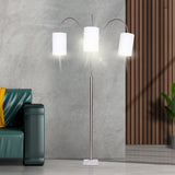 Sarantino 3-Light Metal Arc Floor Lamp - Nickel & Marble Finish - Extra Image