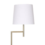 Sarantino Metal Floor Lamp in Antique Brass Finish with Cream Linen Fabric Shade - Side View
