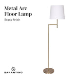 Sarantino Metal Floor Lamp in Antique Brass Finish with Cream Linen Fabric Shade - Top-Down View