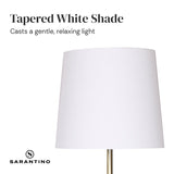 Sarantino Metal Floor Lamp in Antique Brass Finish with Cream Linen Fabric Shade - Rear View