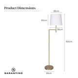Sarantino Metal Floor Lamp in Antique Brass Finish with Cream Linen Fabric Shade - Low Angle