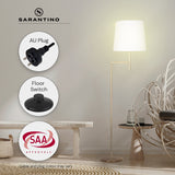 Sarantino Metal Floor Lamp in Antique Brass Finish with Cream Linen Fabric Shade - Extra Image
