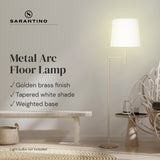 Sarantino Metal Floor Lamp in Antique Brass Finish with Cream Linen Fabric Shade - Extra Image