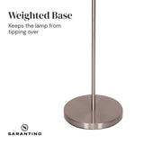 Sarantino Nickel Metal Arc Floor Lamp - Close-Up Angle
