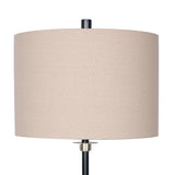 Sarantino Metal Table Lamp with Linen Drum Shade - Front View