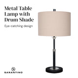 Sarantino Metal Table Lamp with Linen Drum Shade - Top-Down View