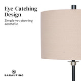 Sarantino Metal Table Lamp with Linen Drum Shade - 45-Degree Angle