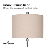Sarantino Metal Table Lamp with Linen Drum Shade - Rear View