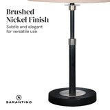 Sarantino Metal Table Lamp with Linen Drum Shade - Close-Up Angle
