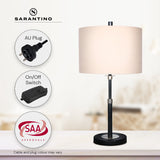 Sarantino Metal Table Lamp with Linen Drum Shade - Low Angle