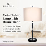 Sarantino Metal Table Lamp with Linen Drum Shade - Extra Image
