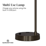 Sarantino Metal Task Lamp with USB Charging Port Bronze Finish - Side View