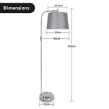 Sarantino Metal Task Floor Lamp Nickel Finish with Grey Fabric Shade - Front View