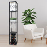 Sarantino Metal Etagere Floor Lamp with Wine Holder Shelf - Front View