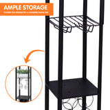 Sarantino Metal Etagere Floor Lamp with Wine Holder Shelf - Rear View