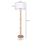 Sarantino Rattan Floor Lamp With Ghost-White Linen Shade - Front View
