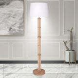 Sarantino Rattan Floor Lamp With Ghost-White Linen Shade - Extra Image